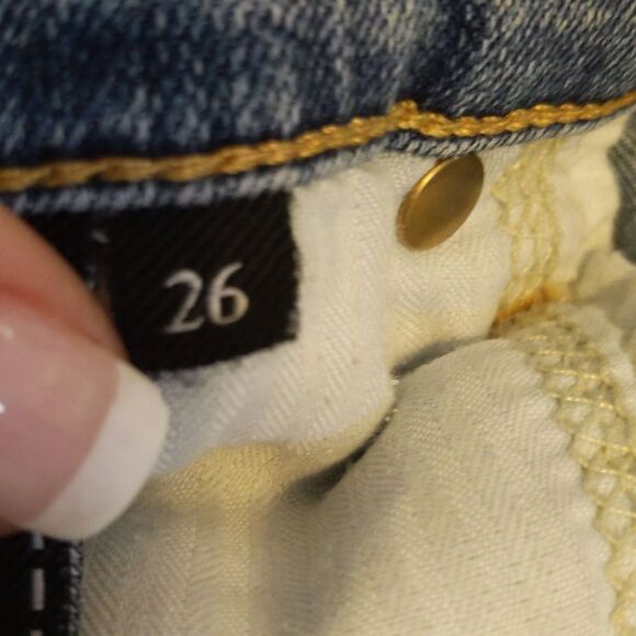 7 for all Mankind Josefina skinny boyfriend distressed button fly jeans 26 - Picture 7 of 11